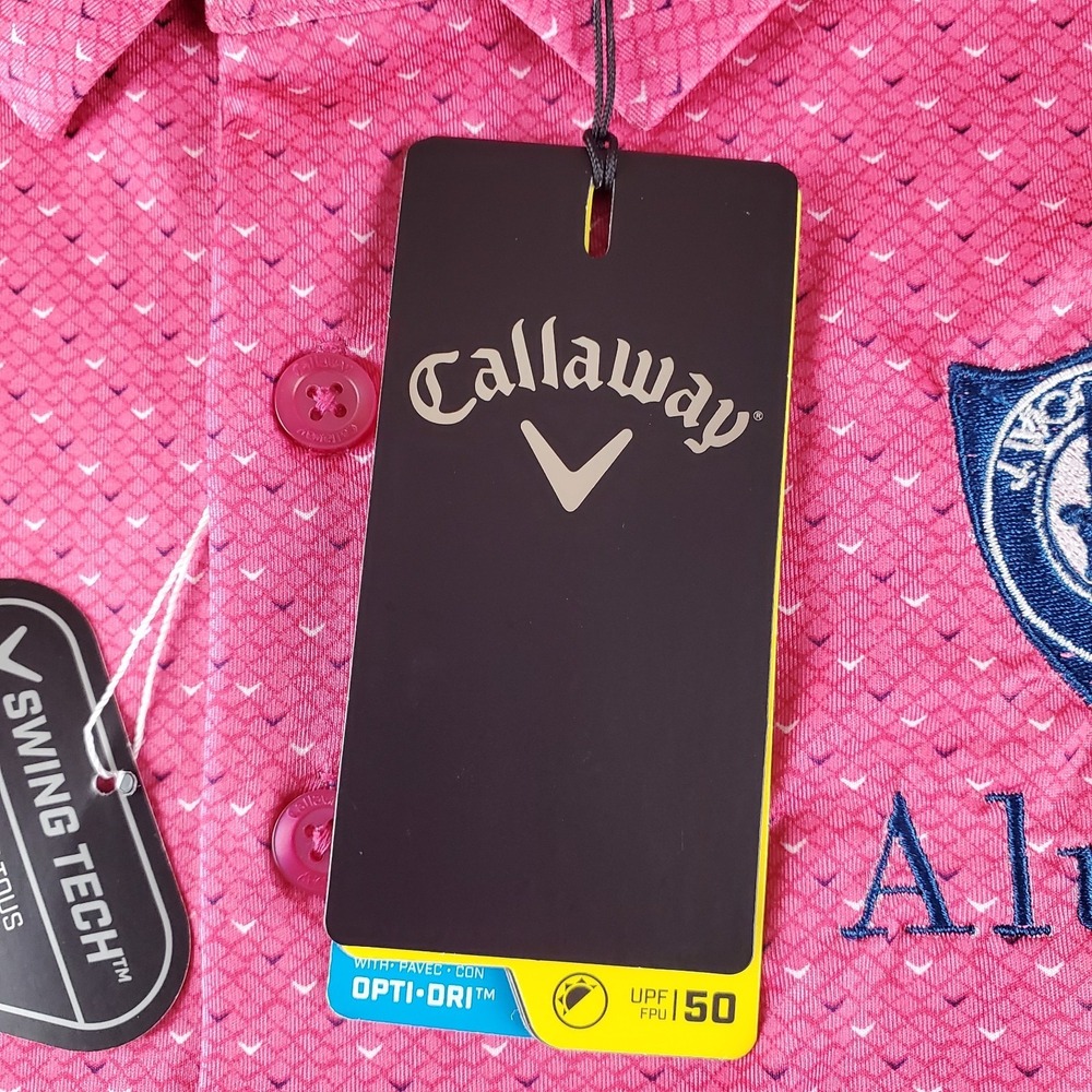 Callaway Shirt Men XL Pink AOP Swing Opti Dri Swing Tech Polo J Wood Pratt Golf - Picture 10 of 16